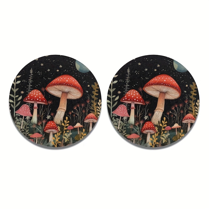 Mushroom Starry Sky Absorbent Car Cup Holder Coaster Mats - Temu