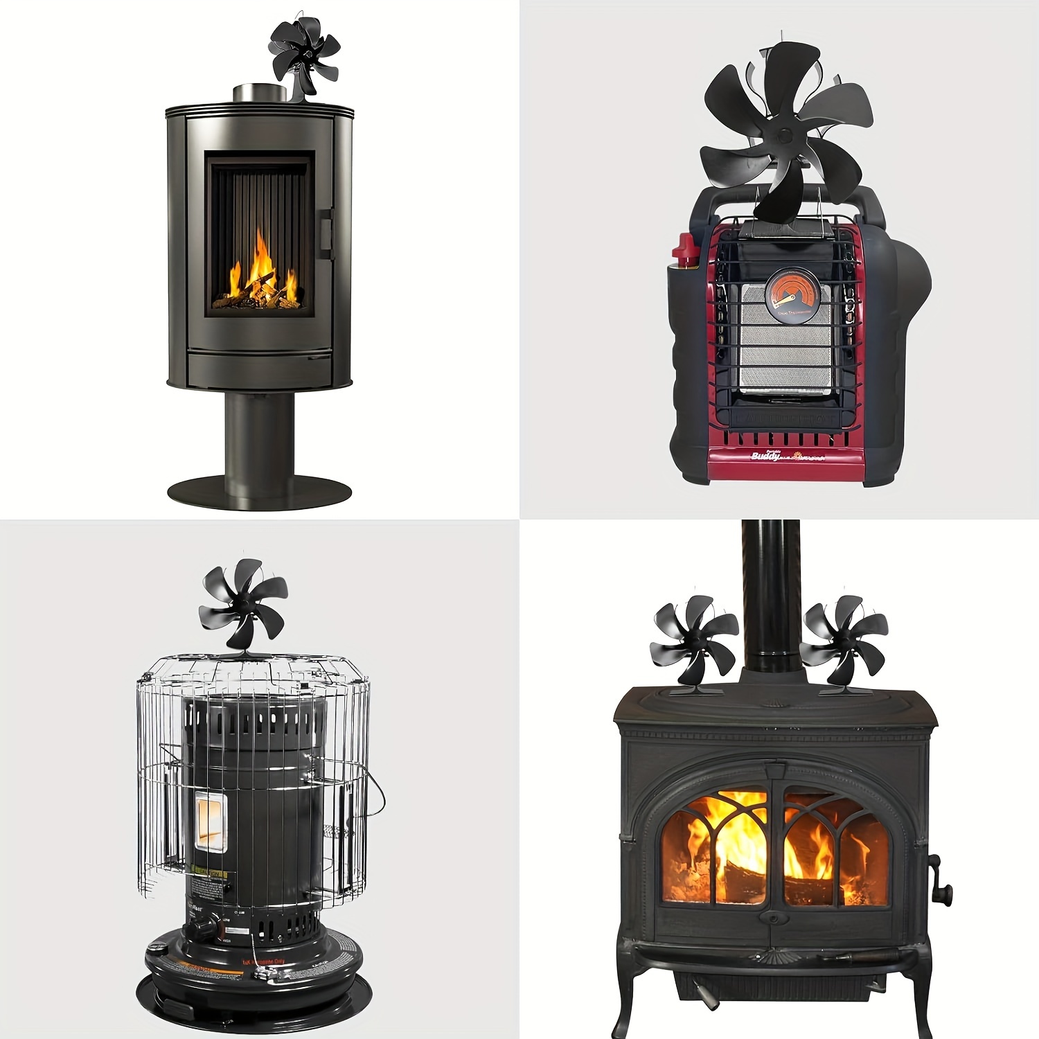 Noir - Ventilateur de poêle à bois, 12 lames, accessoires de poêle