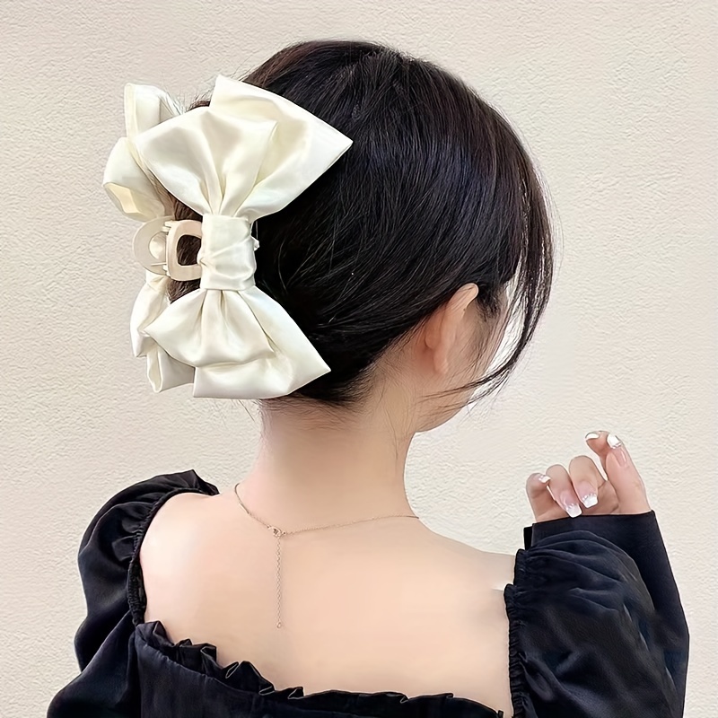 White Bow Hair Claw Clip Hair Bows Claw Clips for Girls Women Bowknot Hair  Claw Clip with Bows Hair Barrettes Accessories for Women Large Bowknot Hair  Clamps Claws Clips : : Beauty