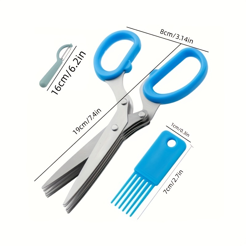 1pc Stainless Steel Multi Blade Herb Scissors With Cleaning Comb