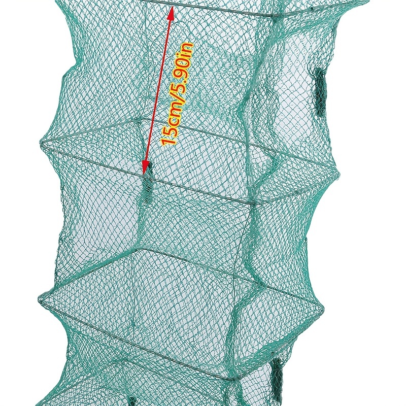 Foldable Fishing Net Dip Net Fish Cage Nylon Steel Wire Fishing Trap C^Y5