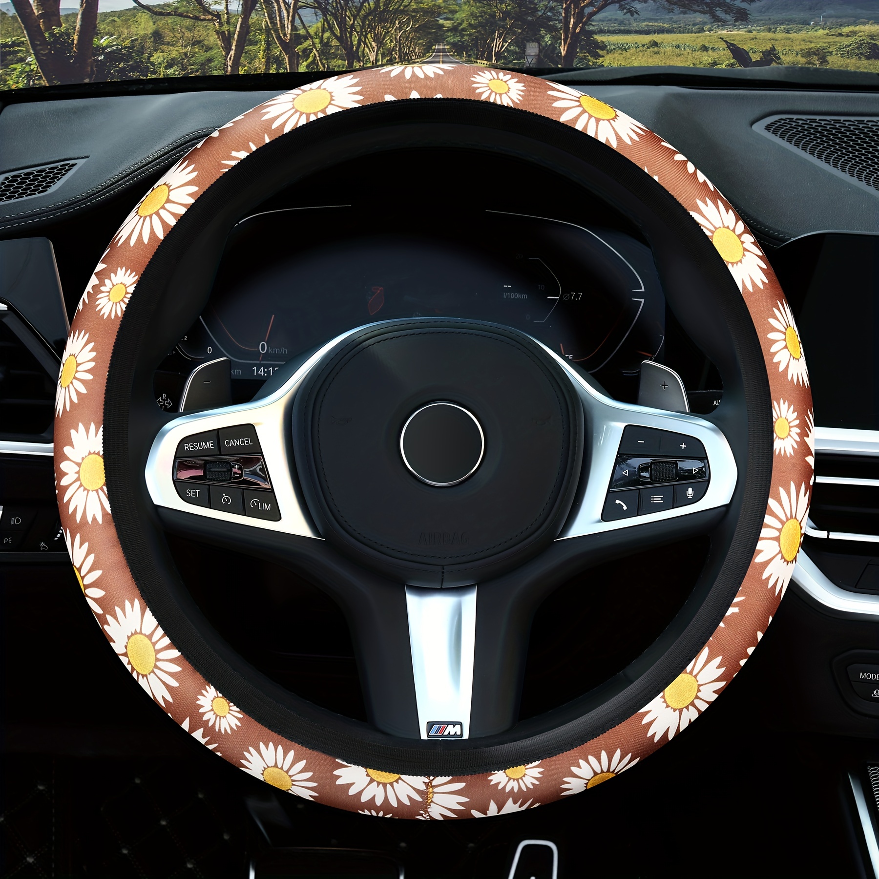 New Universal Car Cute Daisy Flower Car Interior Decoration Knitted Steering  Wheel Cover Styling Interior Accessories Product From Autohand_elitestore,  $4.45