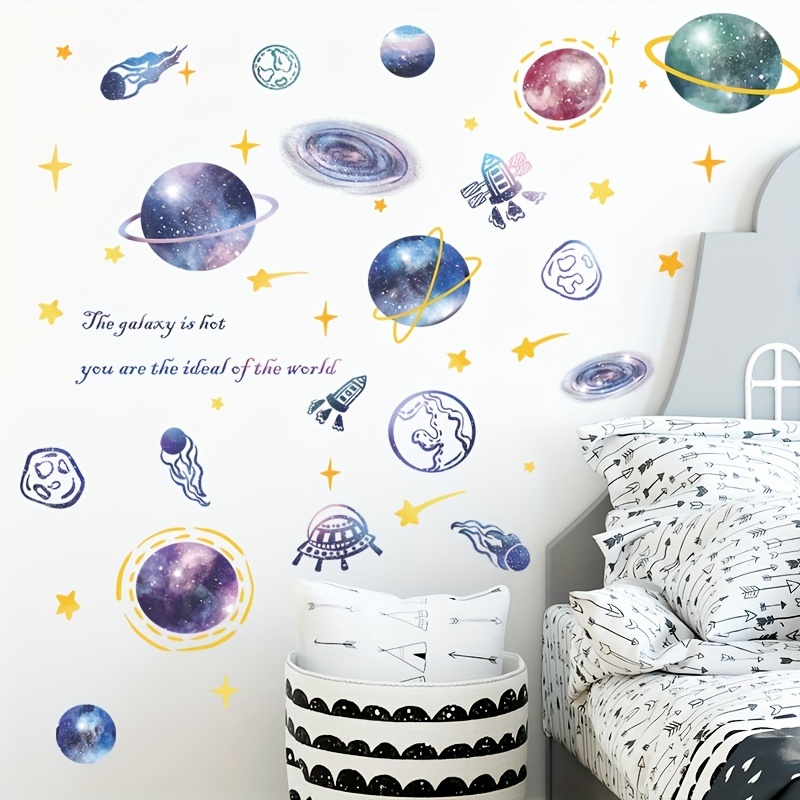 Space Wall Stickers Planets Astronaut Rocket Spacecraft Wall ...