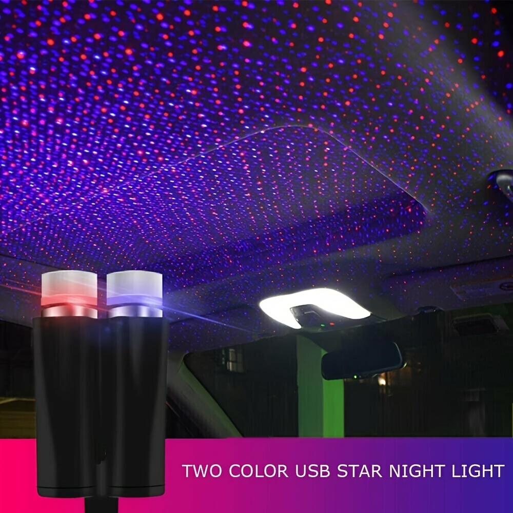 USB-Lampe Auto Schlafzimmer Dach Projektor Sternlicht - Rotes Licht Rot