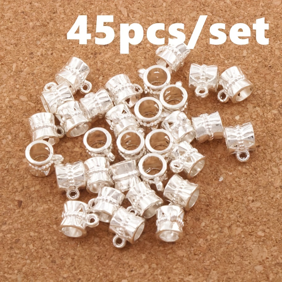 Image of 45pcs Antique Alloy Pendant Clasp Bail Beads Loose Spacer Beads Connectors For Necklace Bracelet Jewelry Making L692