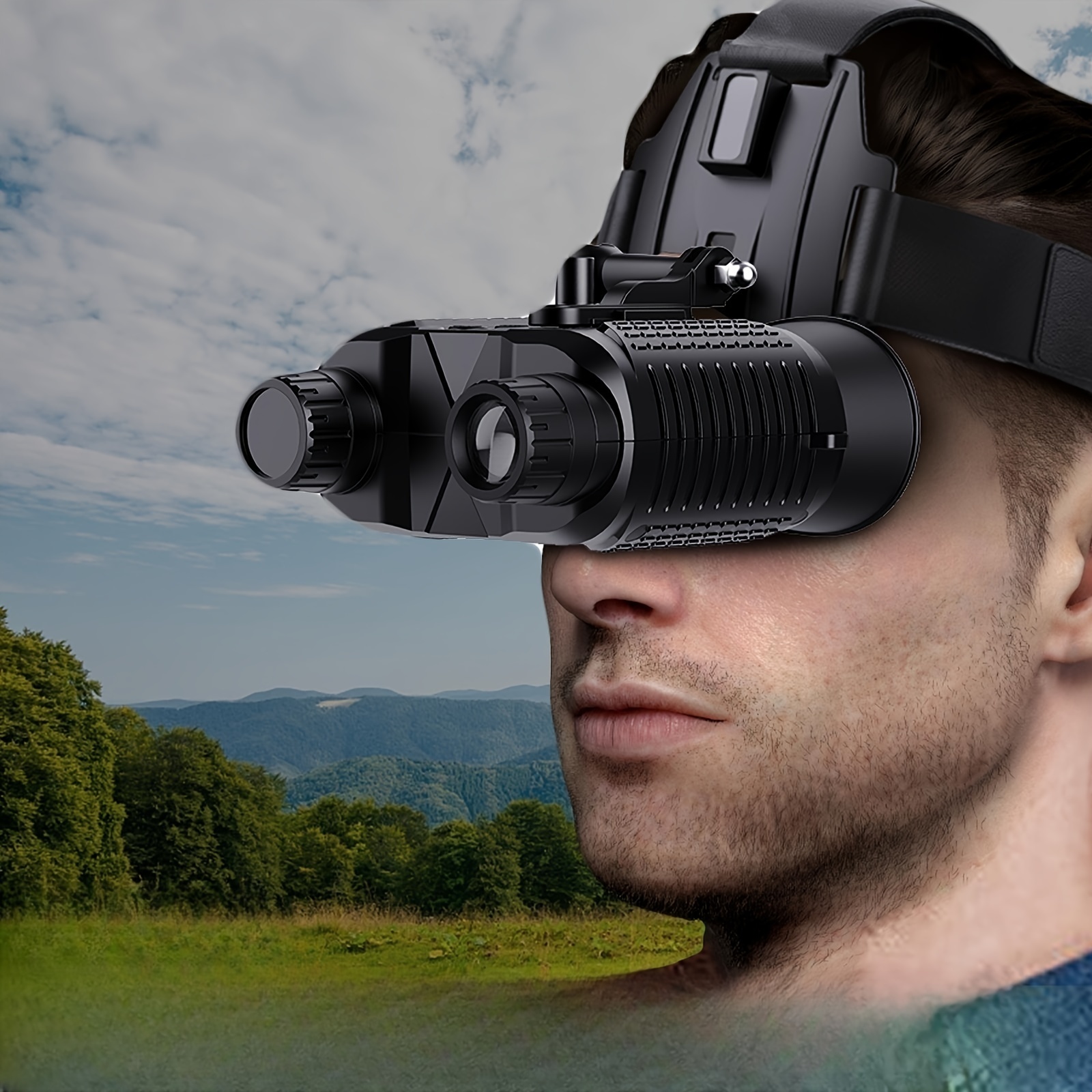 Gafas de visión nocturna para caza, prismáticos de visión nocturna  infrarroja 4K con batería recargable y detección de movimiento  antivibración para