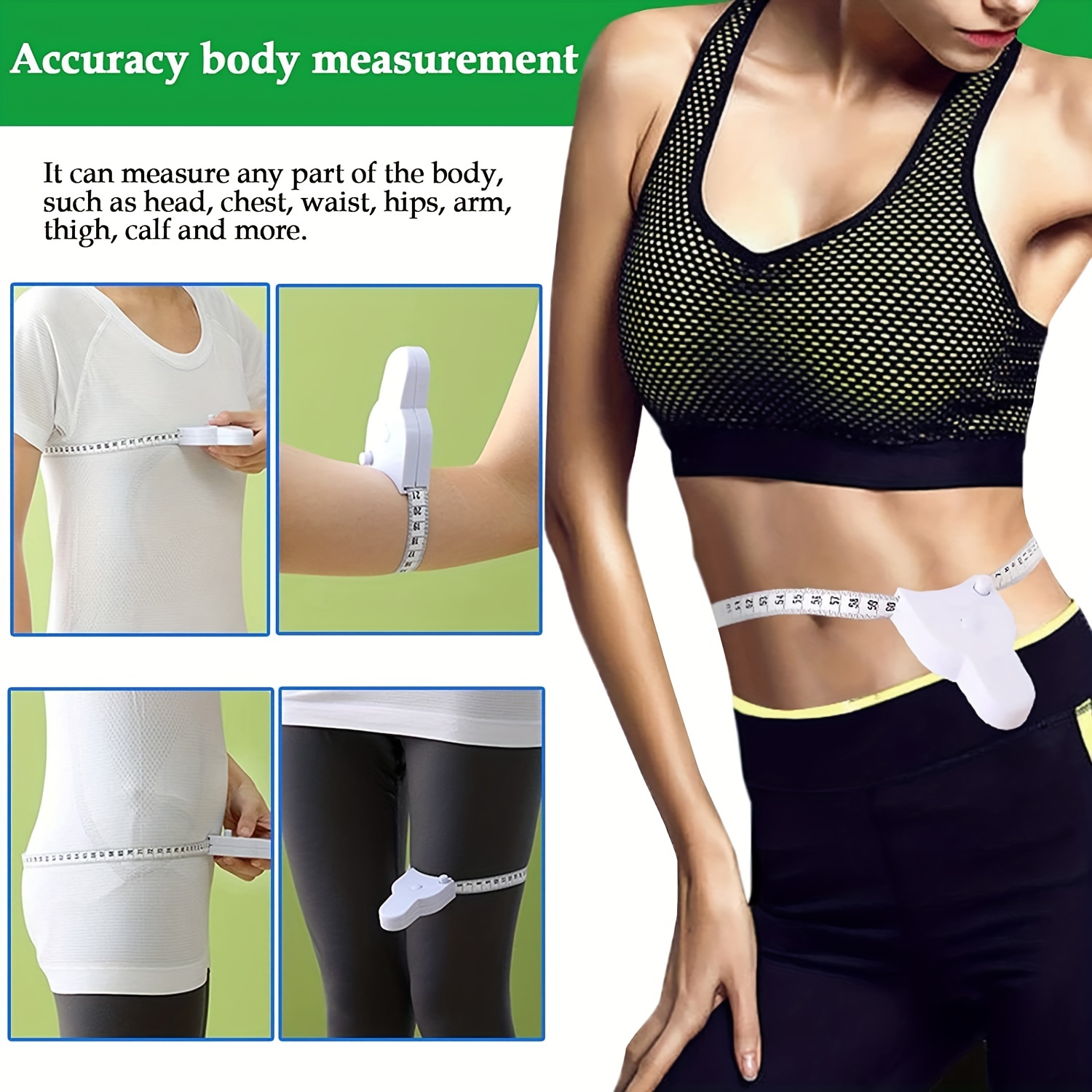 Waist Tape, Retractable Measure Tap, Body Measuring Tape for Weight Loss,  Body Waist Tape with Double Sided Scale, Accurate Measure Tape for Head  HIPS