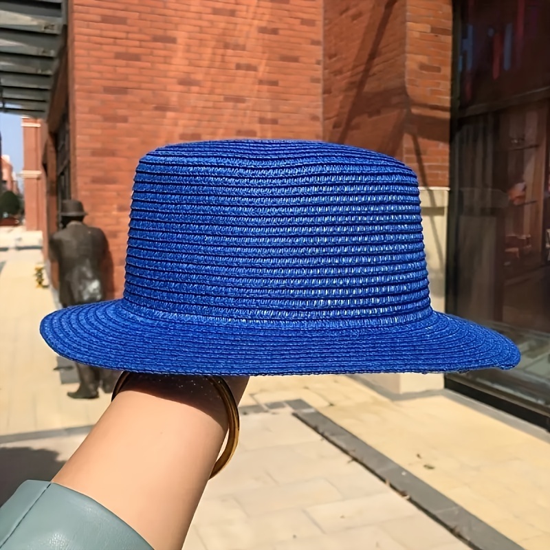 Bright Candy Color Sun Hat, Bucket Hats Classic British Style Top Hat Straw Jazz Fedora unisex Short Brim Foldable Travel Beach Hats for Women,Temu