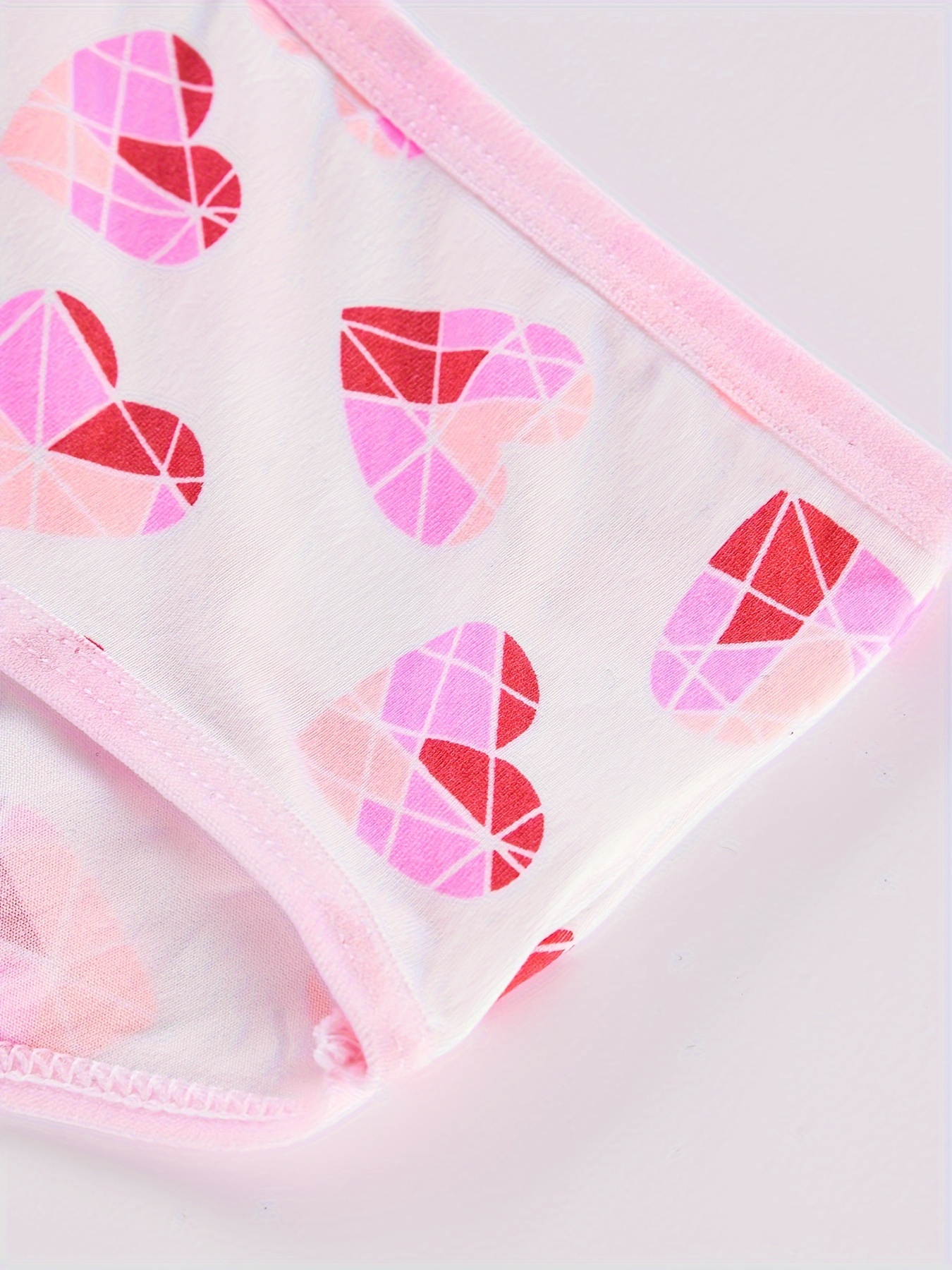 7pcs Heart & Plaid Print Briefs, Comfy & Cute Stretchy Intimates Panties,  Women's Lingerie & Underwear