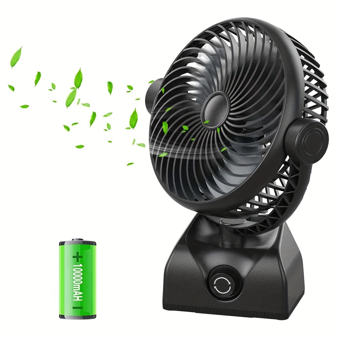 Desk Fan Oscillating Fan, 10000mah Rechargeable Battery Powered