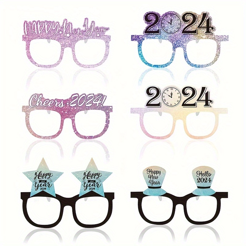 huiran 6pcs feliz año nuevo gafas de lujo fiesta de año nuevo gafas fiesta  celebración fiesta favor para 2023 decoraciones de fiesta de víspera de año  nuevo