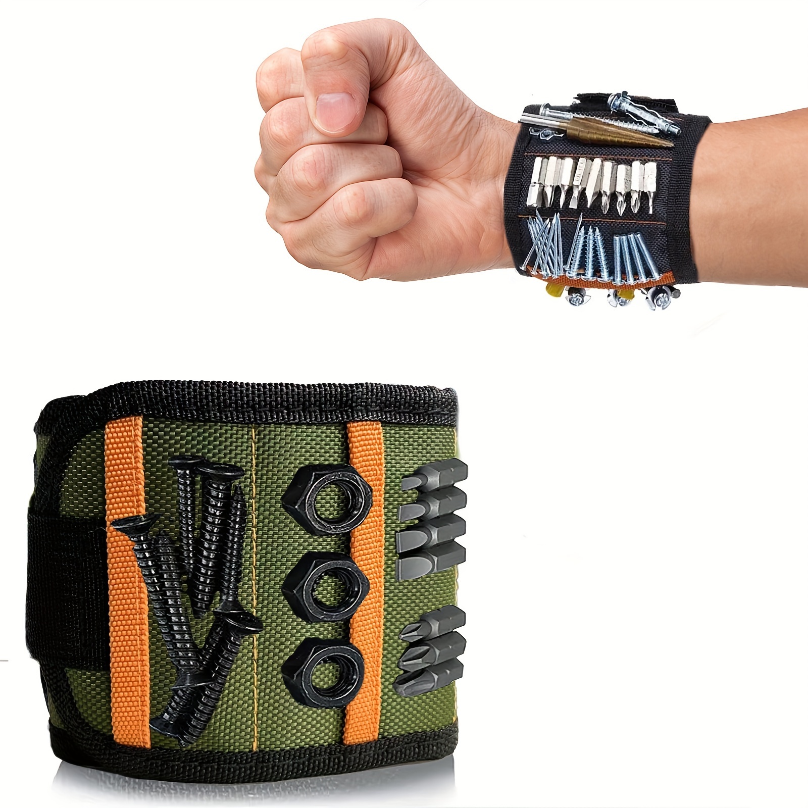 Magnetic Wristband with 15 Strong Magnets, Tool Belt Magnetic Wrist band  for Holding Screws, Nails, Drill Bits, Perfect Gifts Gadgets for Men