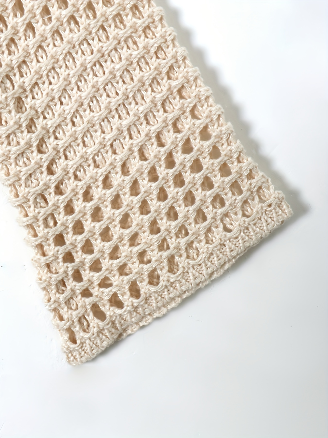 Y2k Crochet Cropped Knit Sweater Crew Neck Flared Sleeve Temu