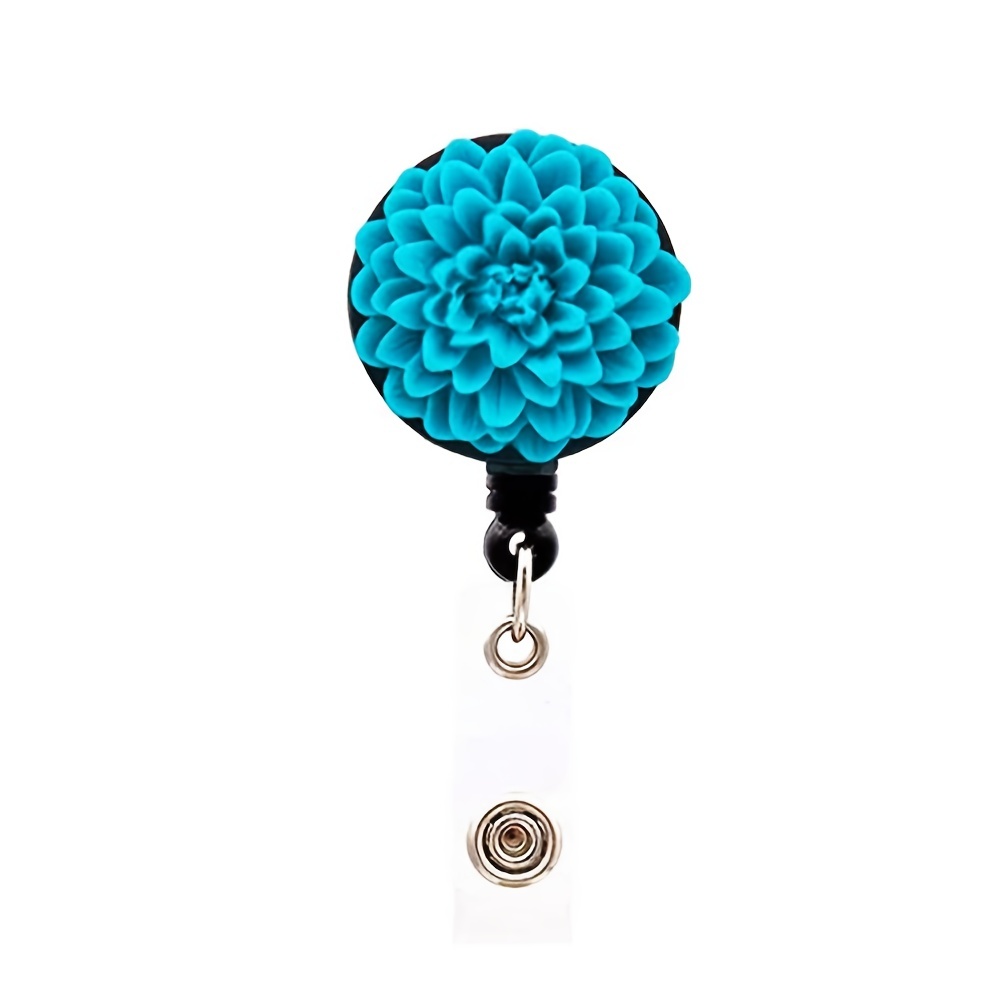 Resin Shiny Flower Retractable Name Badge Reel Revolving - Temu