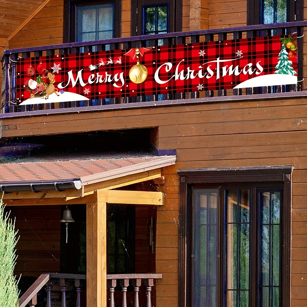 Christmas Red & Check Decoration Banners, Merry Christmas Home Decor