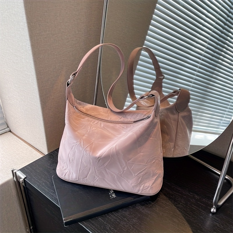 Women's Minimalist Shoulder Bag Trendy Design Satchel Bag Zipper
