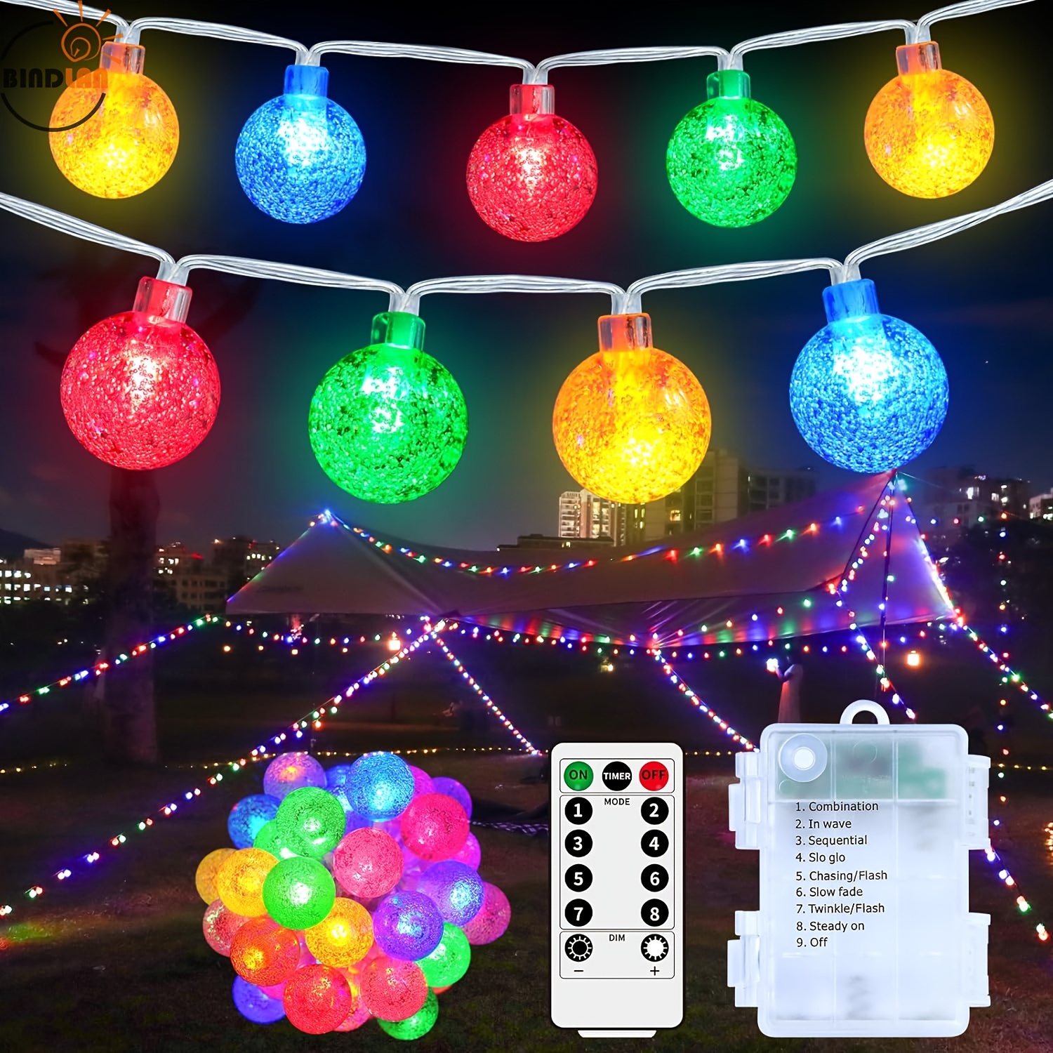 

1 Pack Battery Color Changing String Lights - 33ft 100 Led Battery Operated Colorful Fairy Lights With Remote, 8 Modes, Rgb Globe String Lights Outdoor Waterproof For Bedroom Christmas Indoor Decor