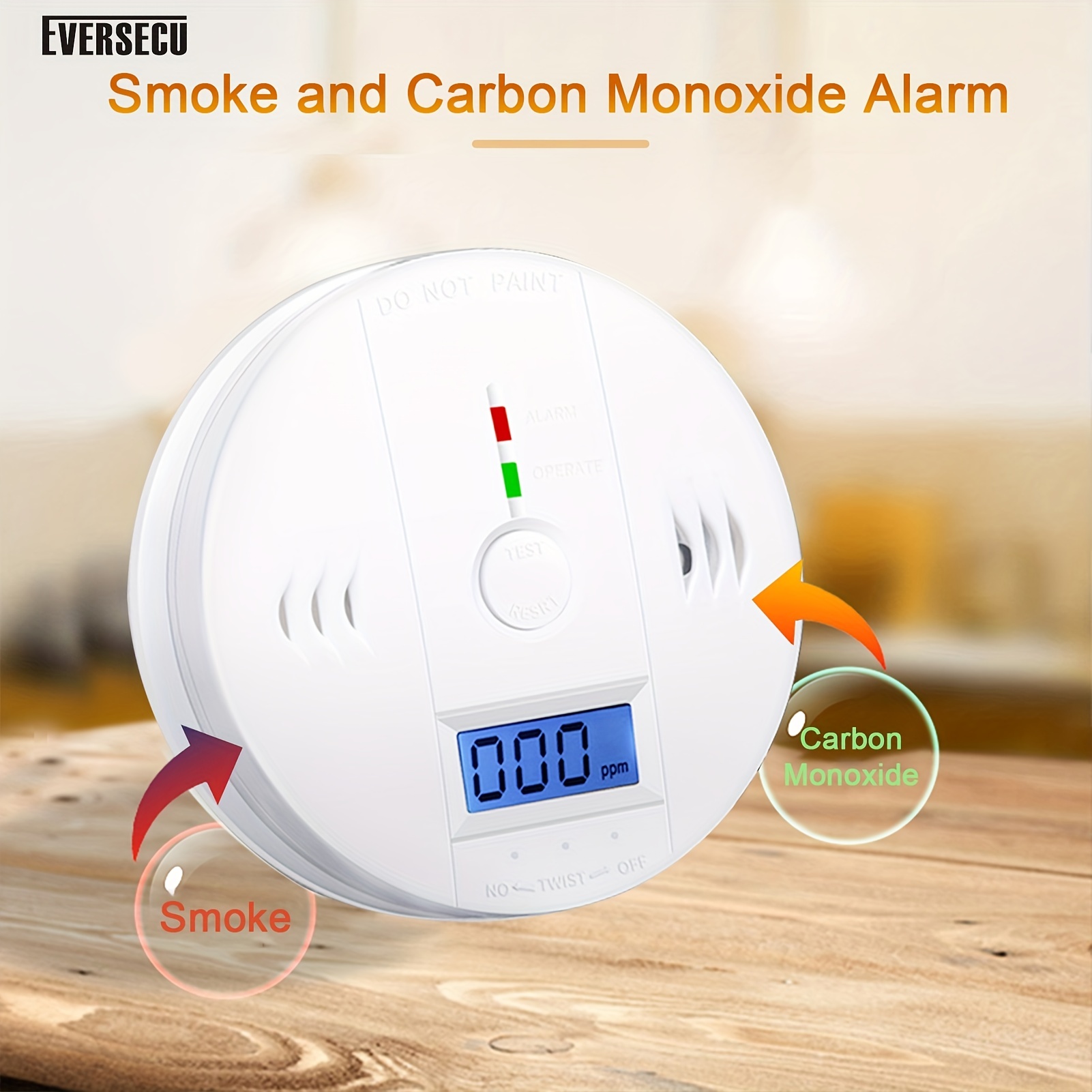 Detector de monóxido de carbono, detectores de alarma de monóxido de  carbono reemplazables con pantalla digital y luces LED, dispositivo de  alarma de