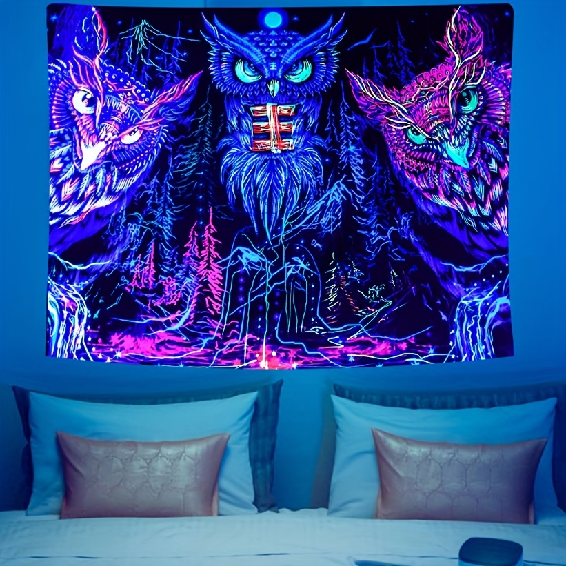 1pc Mushroom Blacklight Tapestry Uv Reactive Peach Skin - Temu