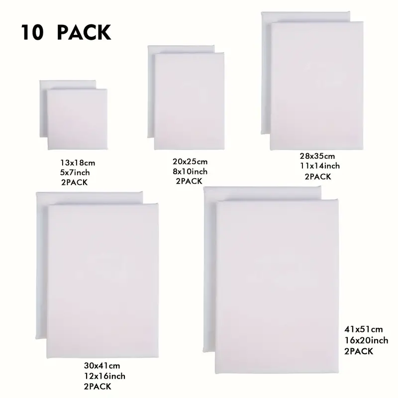 ESRICH Mini Stretched Canvas 10 Pack 5x5inch, 2/5''Profile Art Primed  Canvases for Painting, 100% Cotton Small Professional Stretched Canvas for  Kids