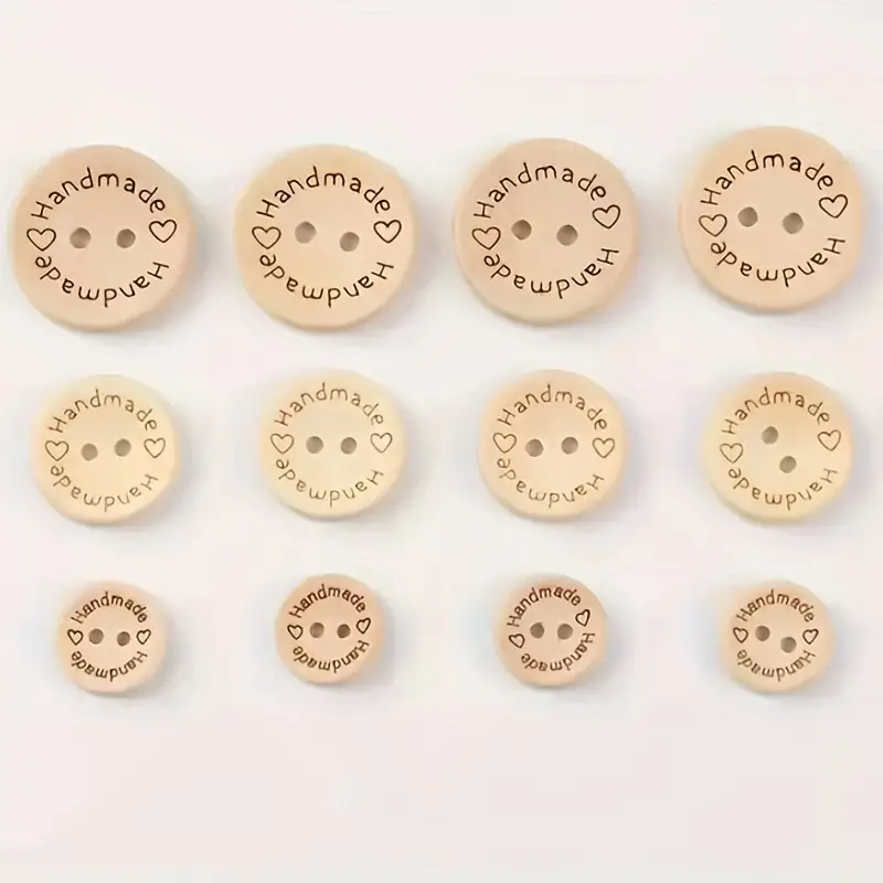 100PCS 3/4inch Wooden Buttons for Crafts 2 Holes Round Shape Wooden  Handmade with Love Buttons Wooden Buttons for Sewing Clothing Accessories  DIY