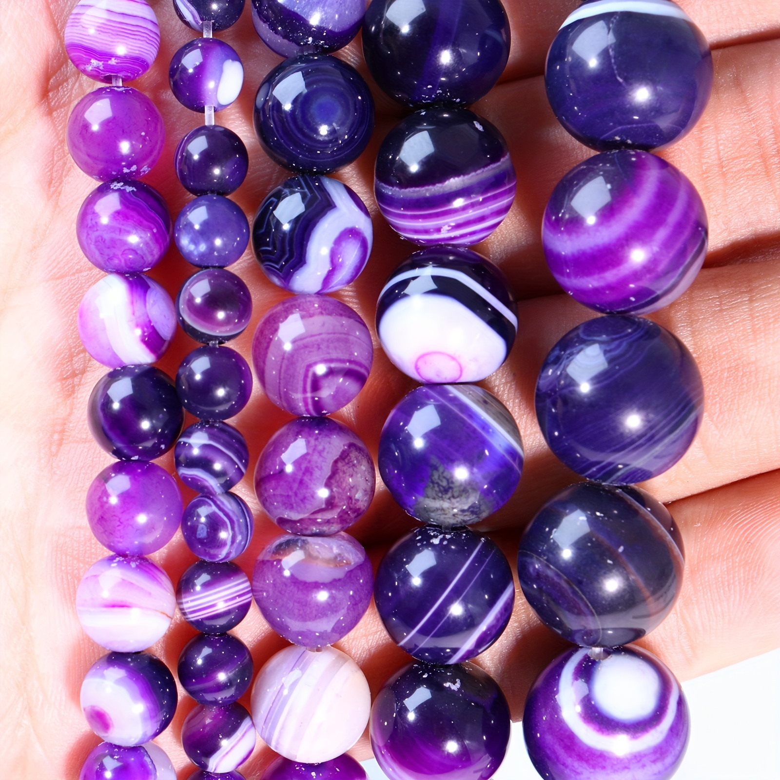 Natura Purple Agate Beads Bracelet 10mm