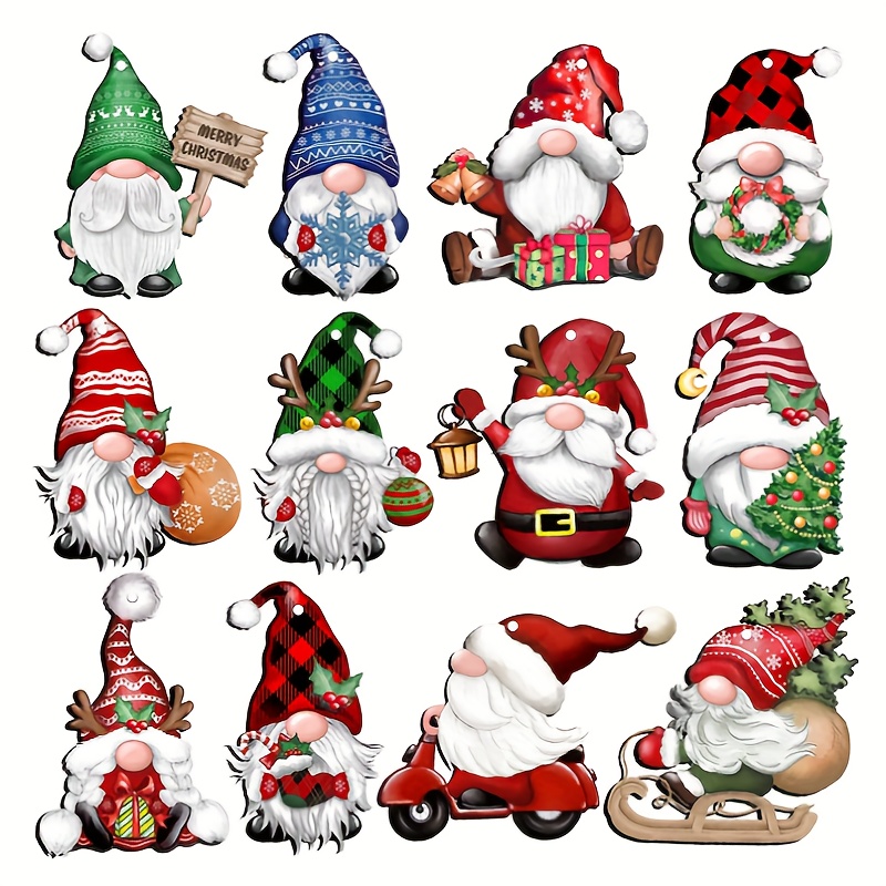 12pcs, Christmas Gnome Wooden Hanging Ornament Christmas Tree Decoration Home Holiday Party Decoration