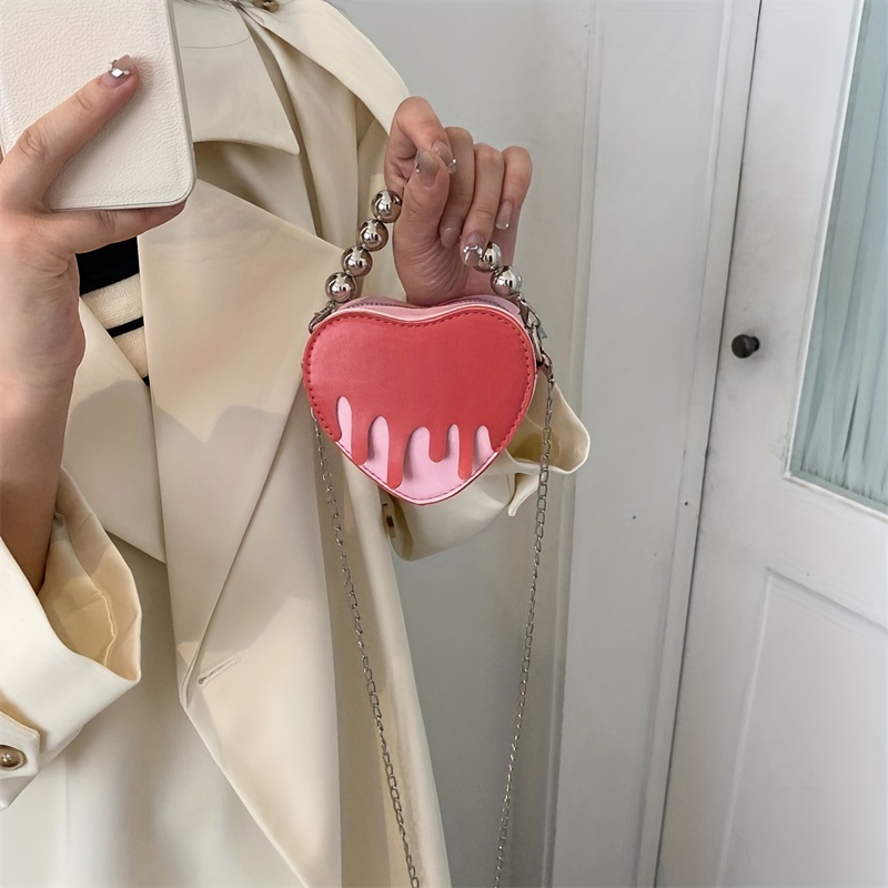 Mini Crocodile Embossed Heart Shaped Novelty Bag