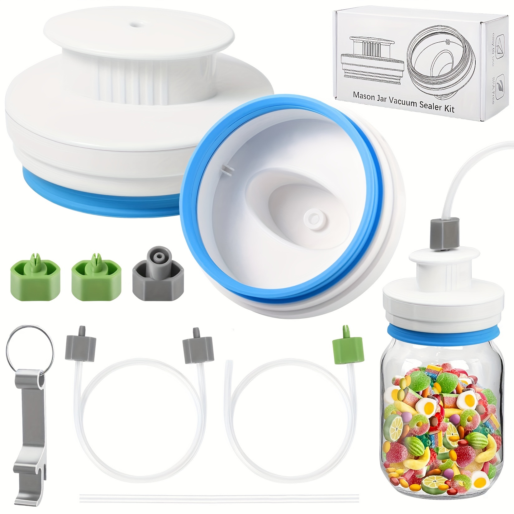 Vacuum Sealing Kit for Regular and Wide Mouth Mason Jars Vacuum Kit + Hand Pump