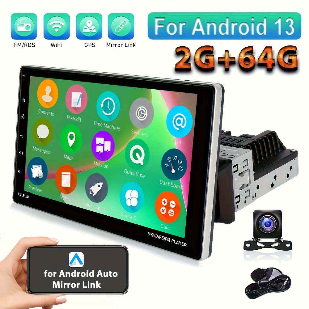 2G+64G Double Din Android 13 Car Stereo Wireless Apple Carplay Android  Auto, Hikity 10.1 Inch Touch Screen Car Audio Receiver Bluetooth FM Radio  GPS