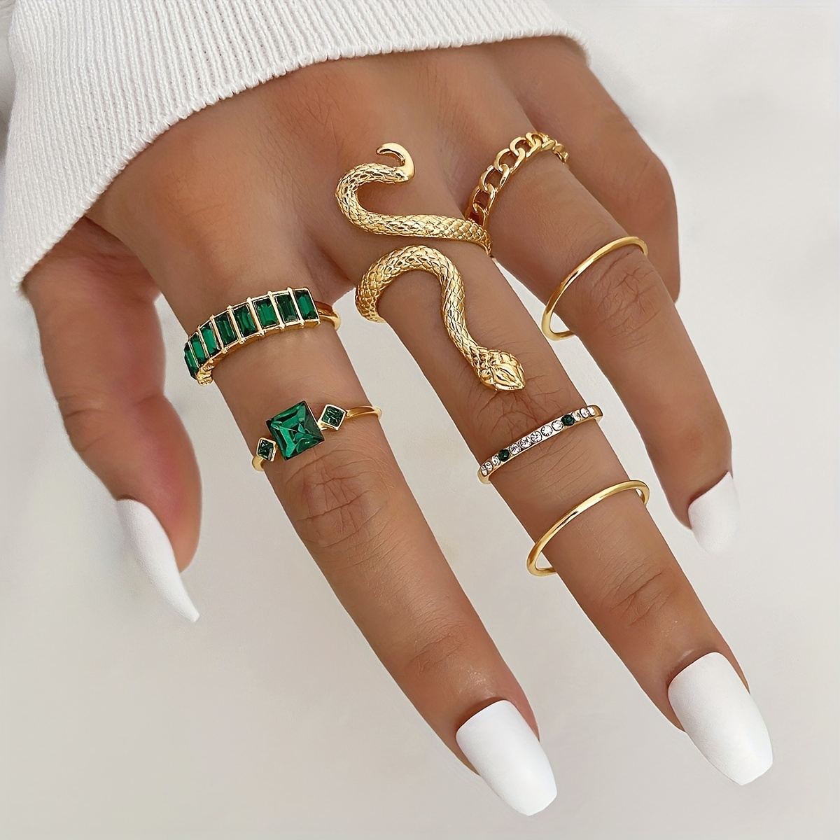 7 Pcs Gold Midi Ring Set Gold Knuckle Rings Set for Women Girls Gold/silver  Rings Snake Chain Stacking Ring Boho Rings Adjustable Rings 