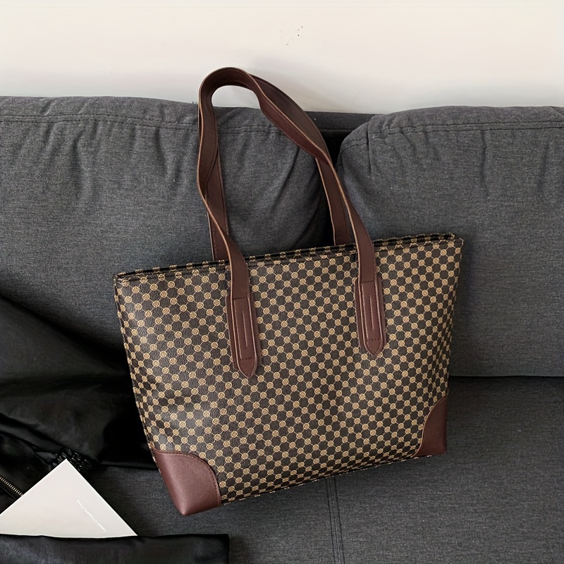 Vintage Geometric Print Tote Bag, Large Capacity Hobo Bag, Women's Retro  Fashion Handbag & Shoulder Bag For Commute - Temu