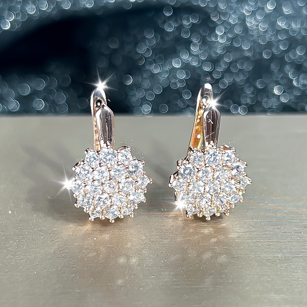 

Sparkling Sunflower Design Hoop Earrings Copper Jewelry Embellished With Zircon Bohemian Luxury Style For Women Gift
