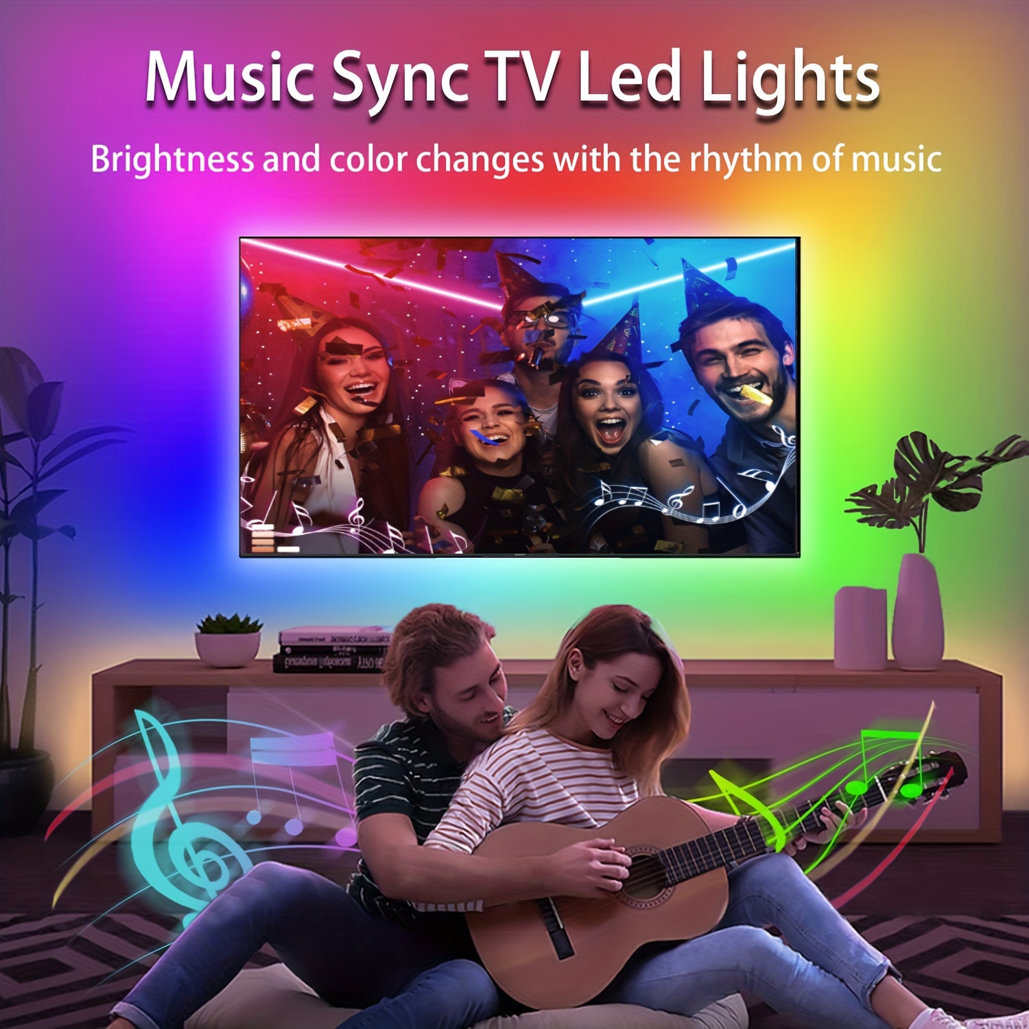 LED Lights for TV Led Backlight, 9.84ft RGB Led Strip Lights USB TV Lights  Behind 32-43in TV, APP Remote Control Music Sync TV Led Lights