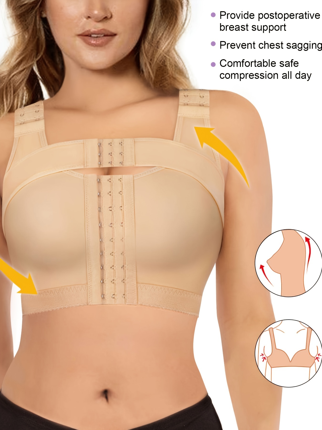 Womens Front Closure Bra Post-surgery Posture Corrector Shaper Tops With  Breast Support Band Superb-fast Delivery