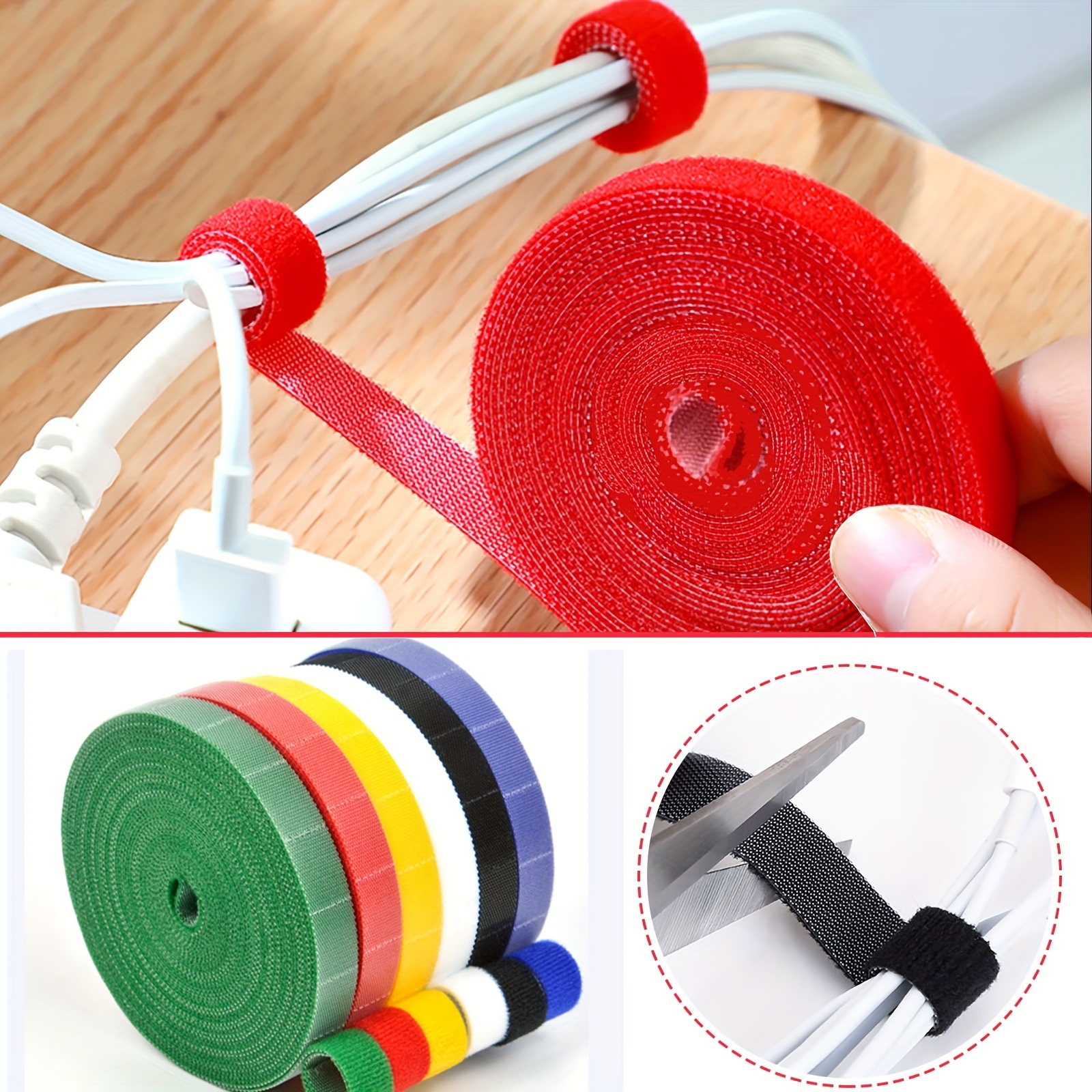 

10ft Colored Fastener Hook And Loop Straps Reusable, Double-side Hook Roll Organizer Straps, Fastening Tape, 6 Colors Available