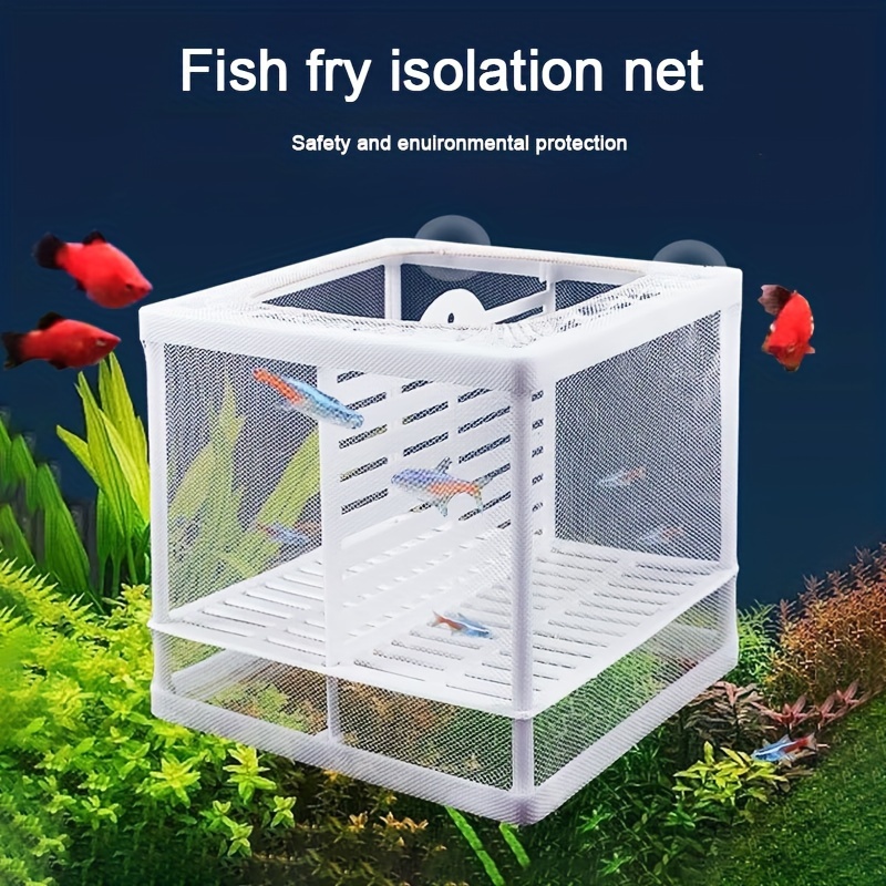 1pc Aquarium Incubator Net Fish Shrimp Isolation Box, Small Fish Tank Nylon  Net Breeding Box, Fish Fry Incubator Separation Net With Suction Cup And