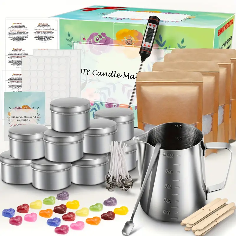 Complete Candle Making Kit,Candle Making Supplies,DIY Arts And Crafts Kits  For Adults,Beginners, Including Wax, Wicks,Dyes,Melting Pot,Candle Tins