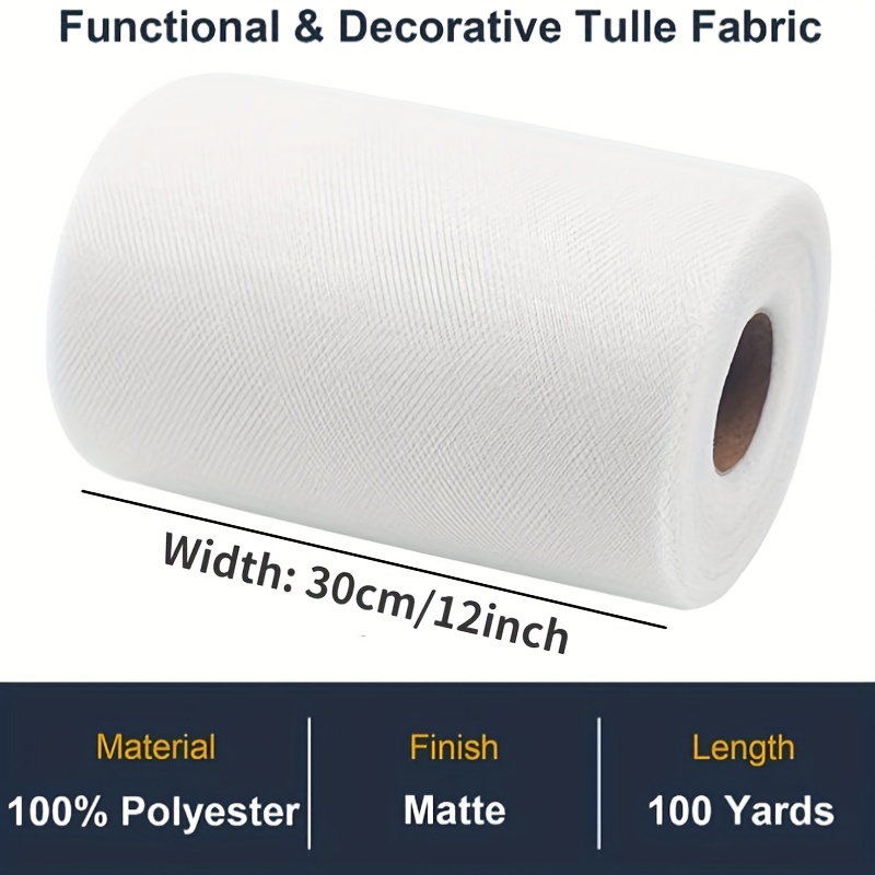 White Tulle Fabric Rolls 6 Inch by 100 Yards (300 Feet) Fabric