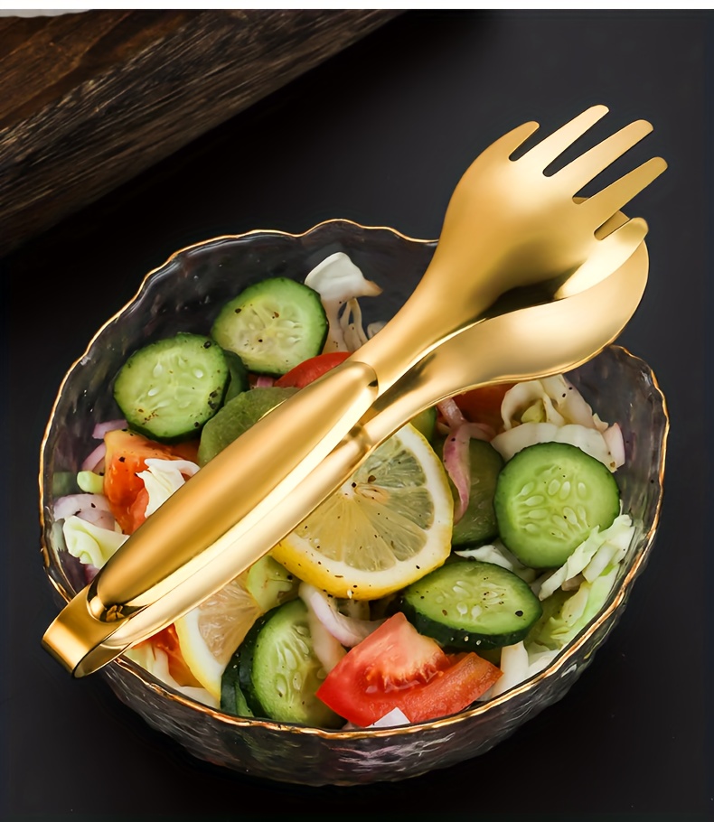 elegant gold plated stainless steel serving tongs   salads bread buffets   kitchen accessories details 14