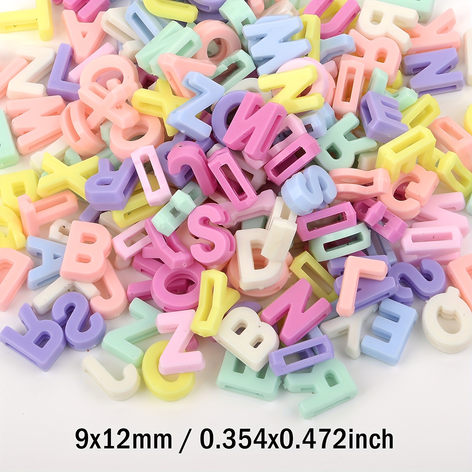 Hollow Letters Acrylic Bead Mixed Macaroon Colors Alphabet - Temu