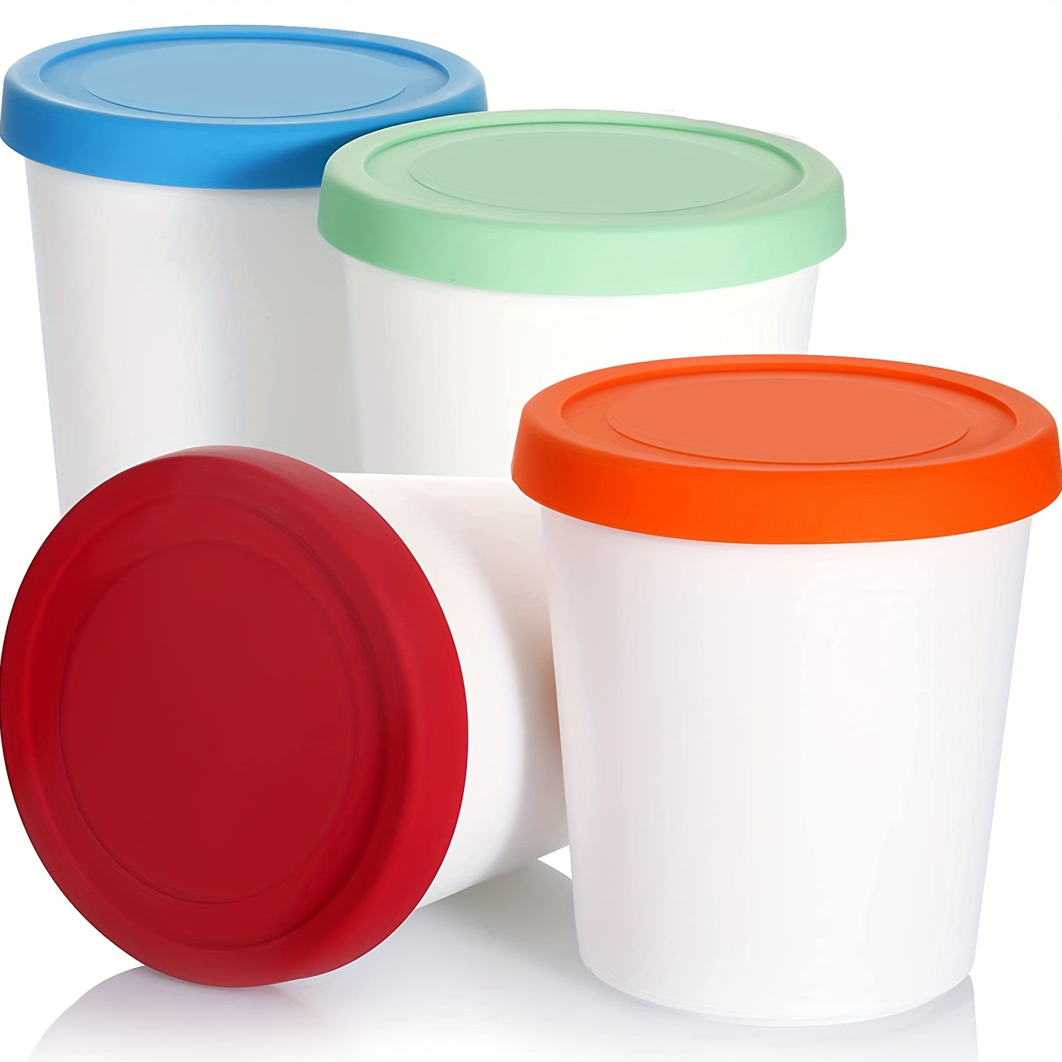 4 Pcs Ice Cream Containers Cup Reusable Freezer Storage Tubs With