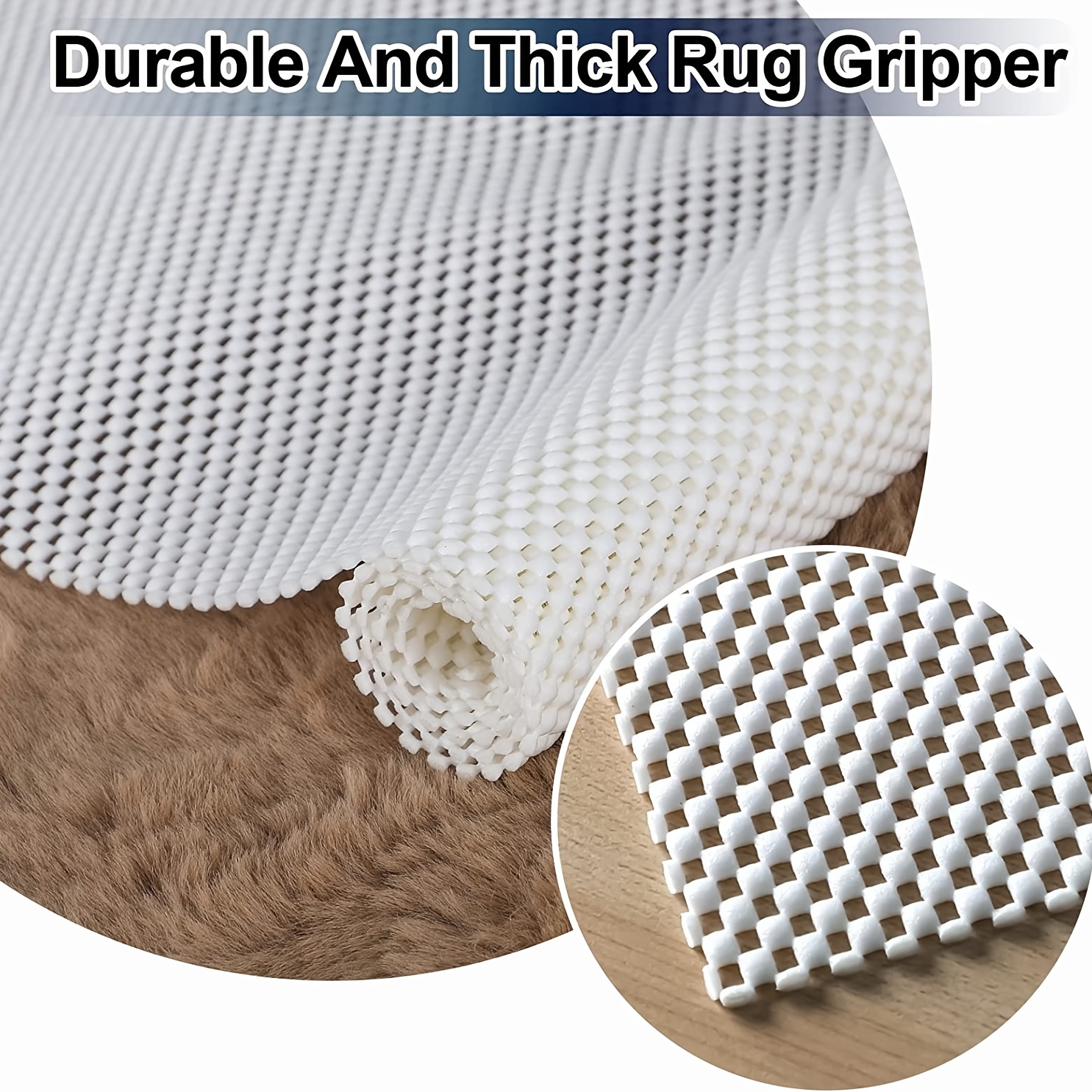 Veken Non-Slip 5 x 7 ft Extra Thick Gripper for Any Hard Surface Floors, White