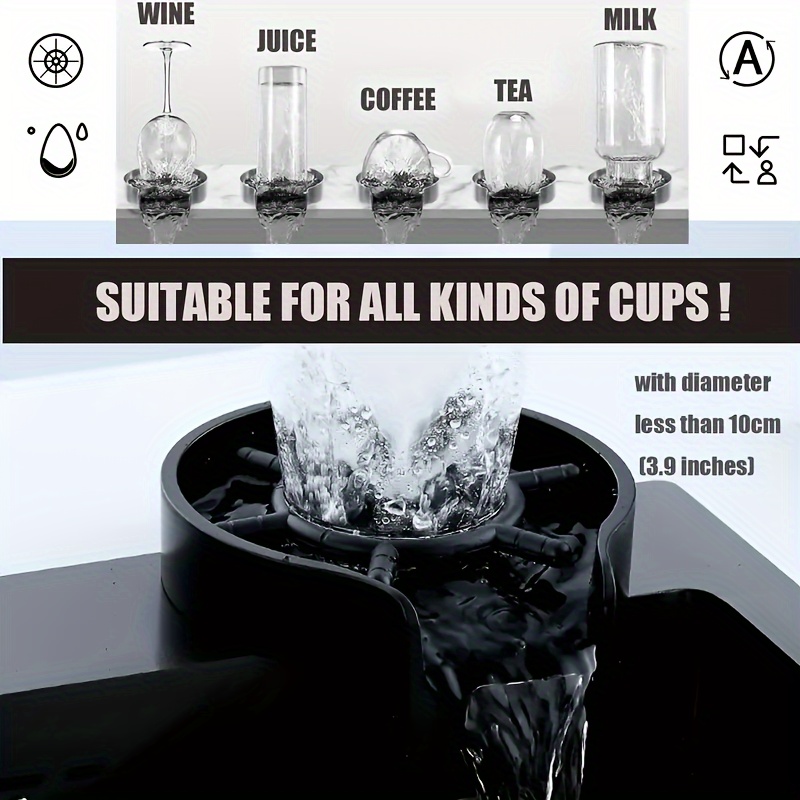 A Set Of G1/2 High Pressure Kitchen Sink Automatic Glass Rinser Glass Cup  Washer Bar Cup Cleaner Coffee Cup Milk Bottle Tea Cup Cleaning Tool