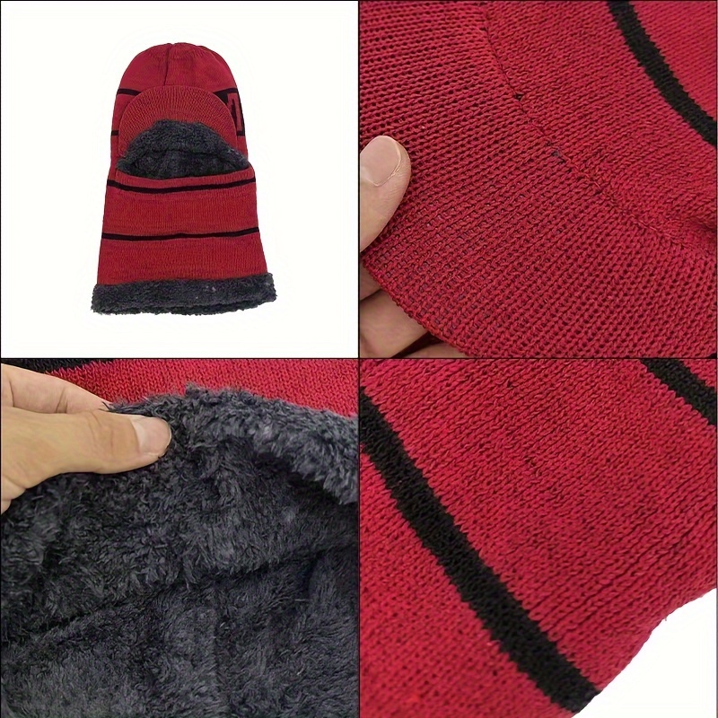 Warm Knitted Hat and Scarf Set with Velvet Lining