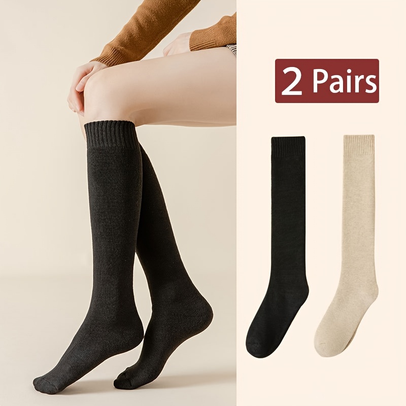 TEMU Women's Winter Socks - Thick Warm Over-the-knee Length, Solid Color Machine Washable - Cozy Luxury Christmas Holiday Birthday Gift For Her,
