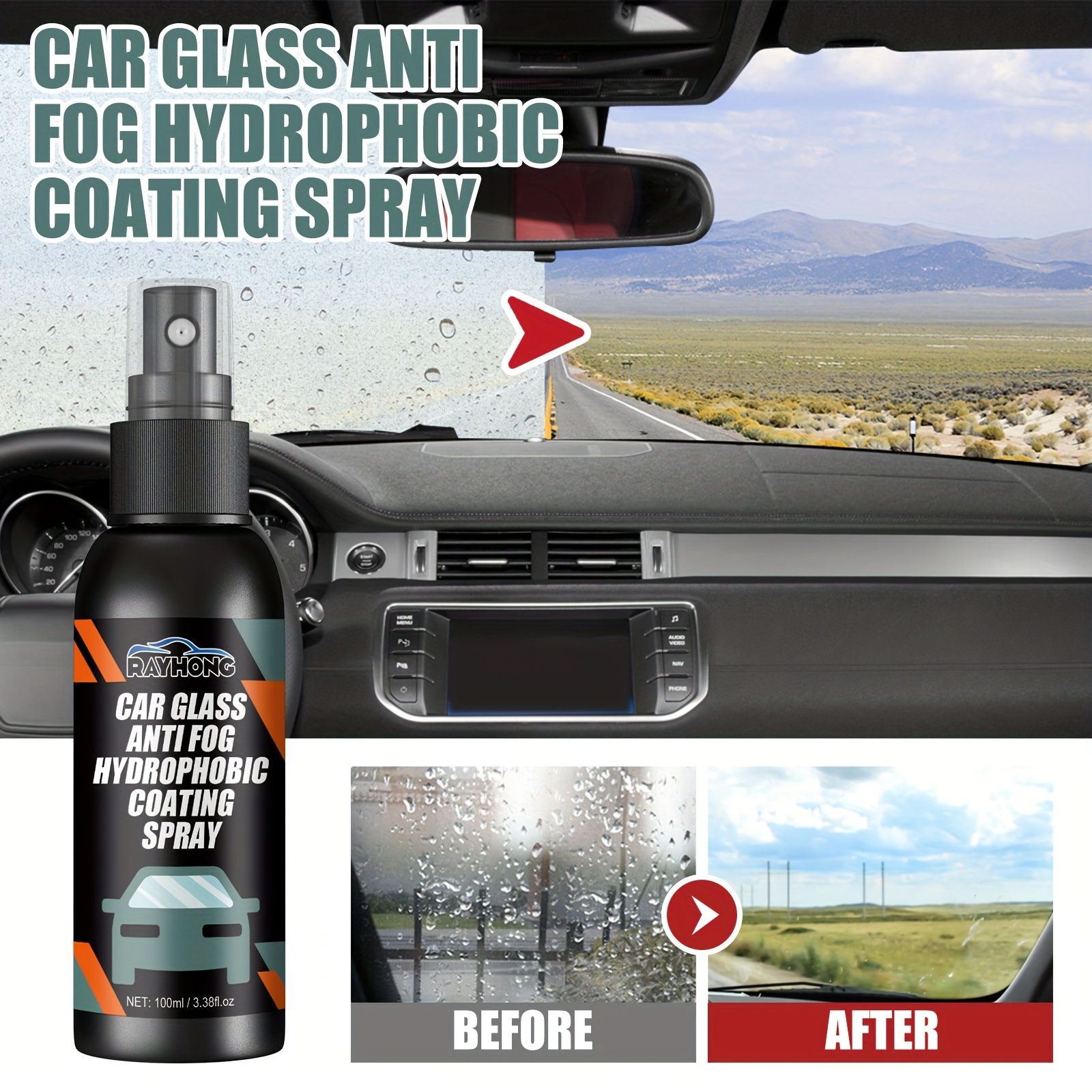 Car Glass Water-repellent Anti-rain Coating Anti-fog Spray Auto
