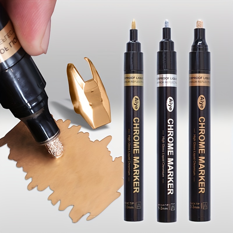 Liquid Chrome Marker Pens 1mm/3mm Silver Pump Paint for Glass Plastic  Blackboard