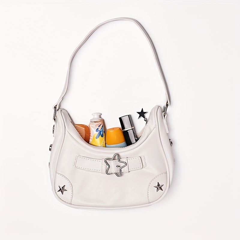 Star Pattern Zipper Underarm Bag Pu Leather Y2k Style - Temu