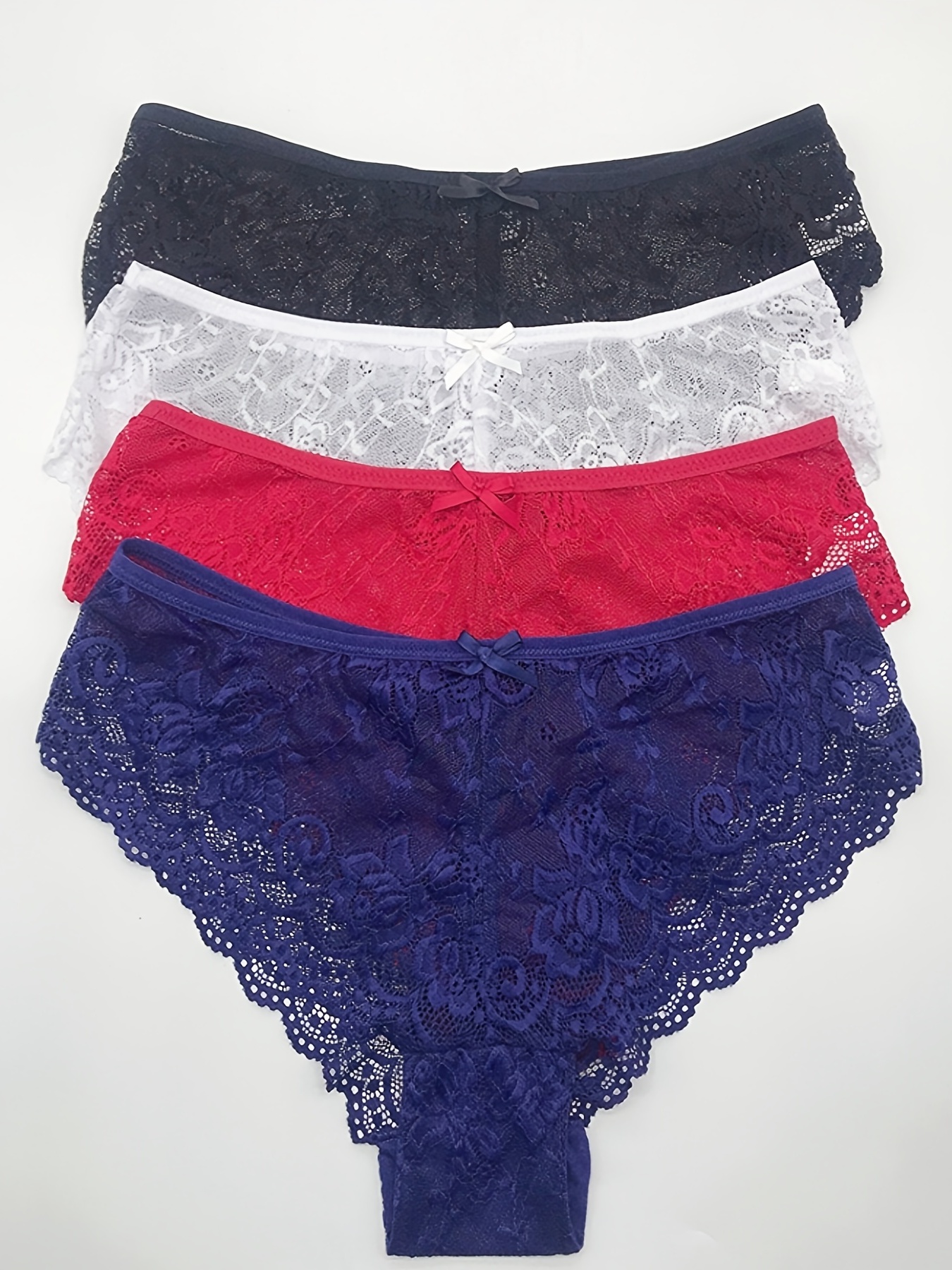 Contrast Lace Mesh Briefs Comfy Breathable Sheer Intimates - Temu